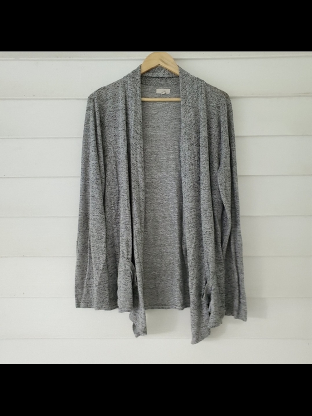 Cupid Gray Open-Front Draped Cardigan